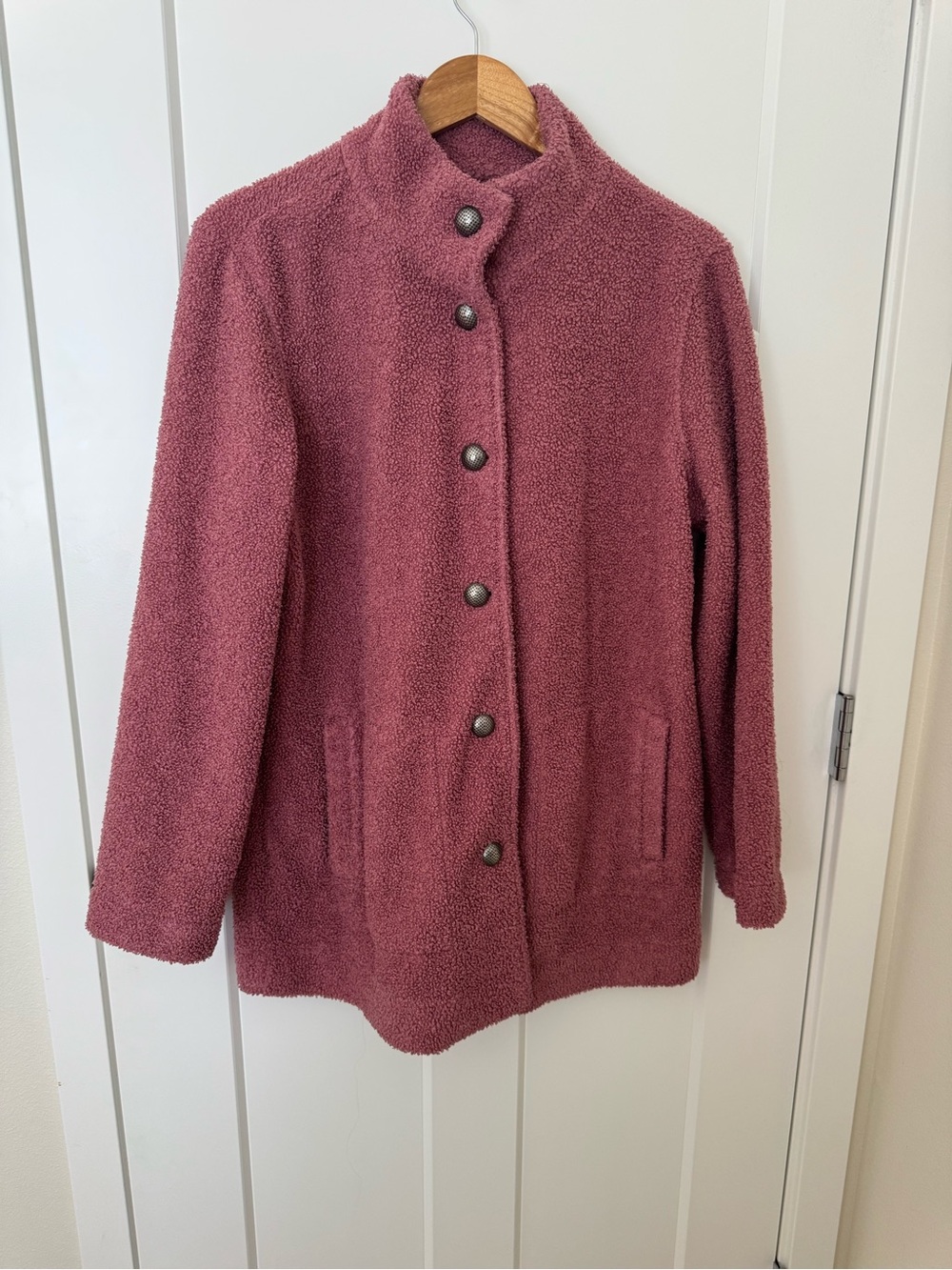 Susan Graver Dusty Rose Button-Front Teddy Jacket